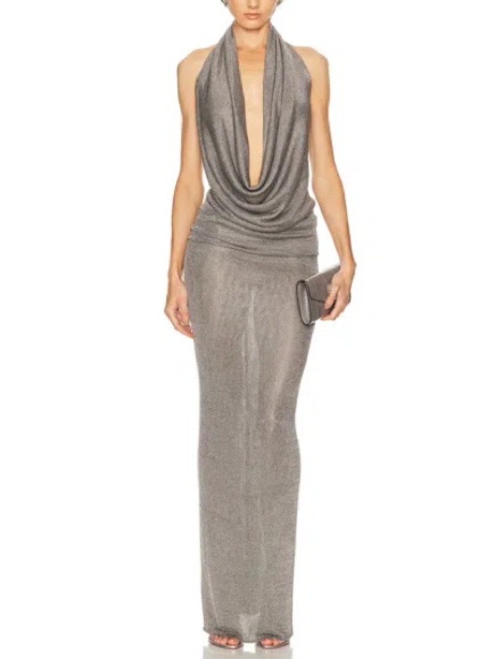 The New Arrivals Ilkyaz Ozel | NWT! Agel Plunging Halterneck Maxi Dress